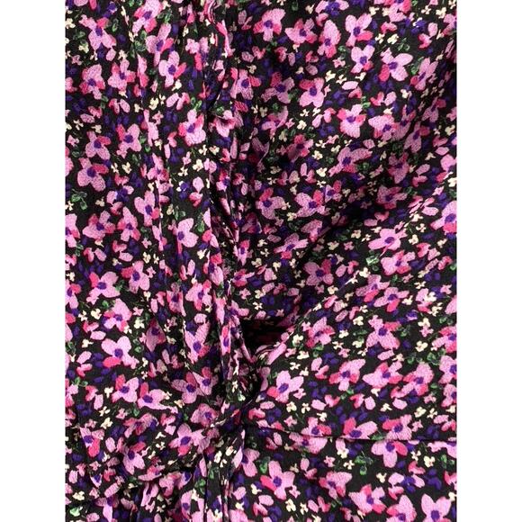 UNBRANDED Women's Pink Floral Print V-Neck Long Sleeve Top SZ M - Picture 5 of 10